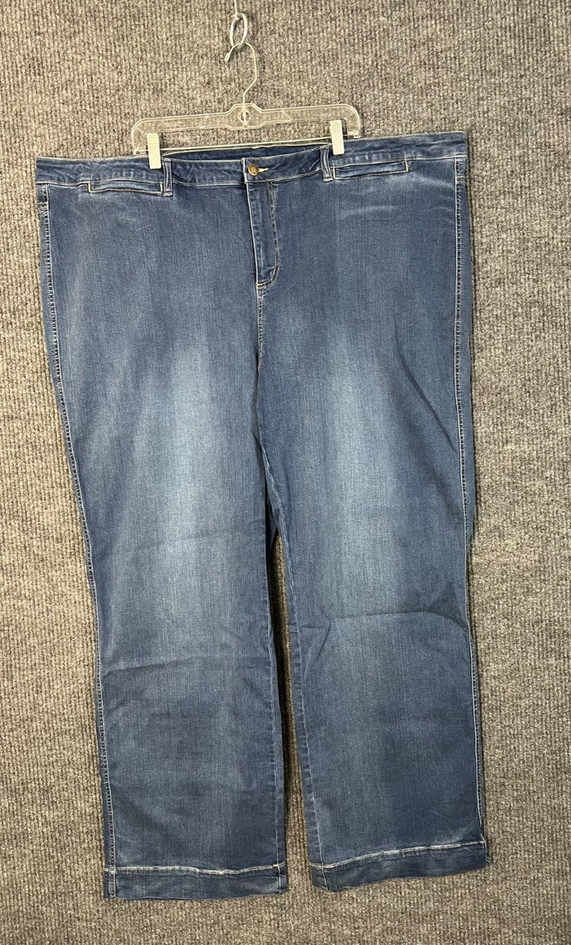 Belle Kim Gravel Jeans Womens Plus 30W Tall Mini Pockets Blue Medium Wash Denim